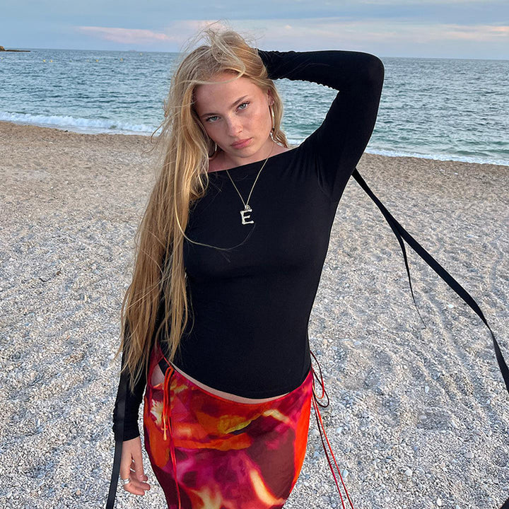 Black Offshoulder Top With Fringes