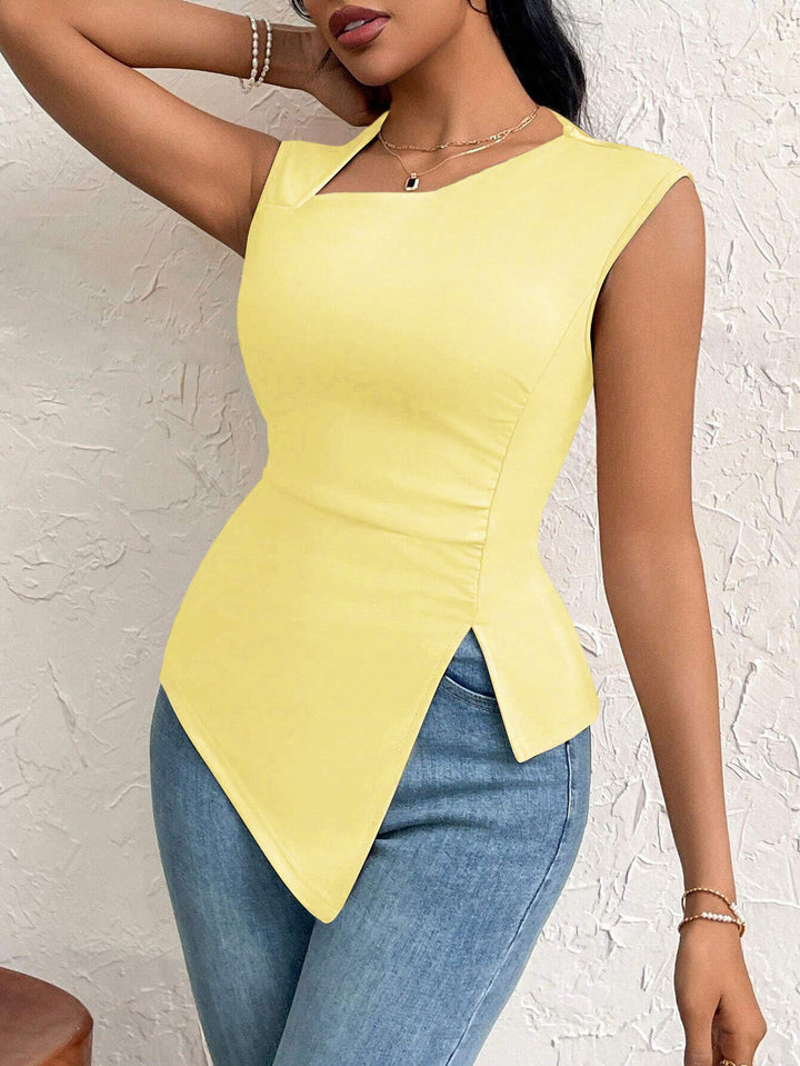 Yellow Sleeveless Cut-Out Detail Dress