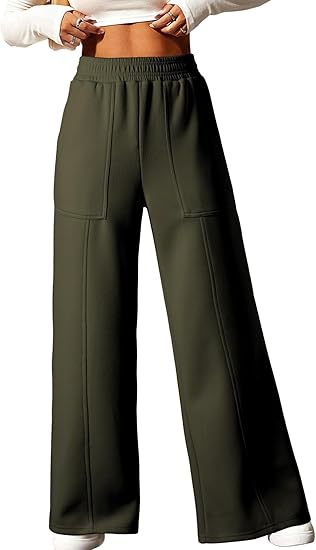 Green Elasticated Waist Band Straight Leg Trouser