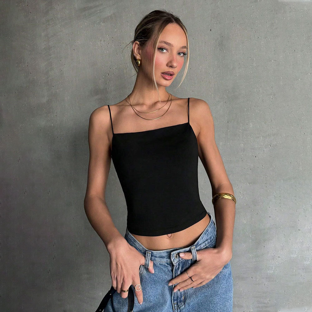 Black Strappy Shoulder Top