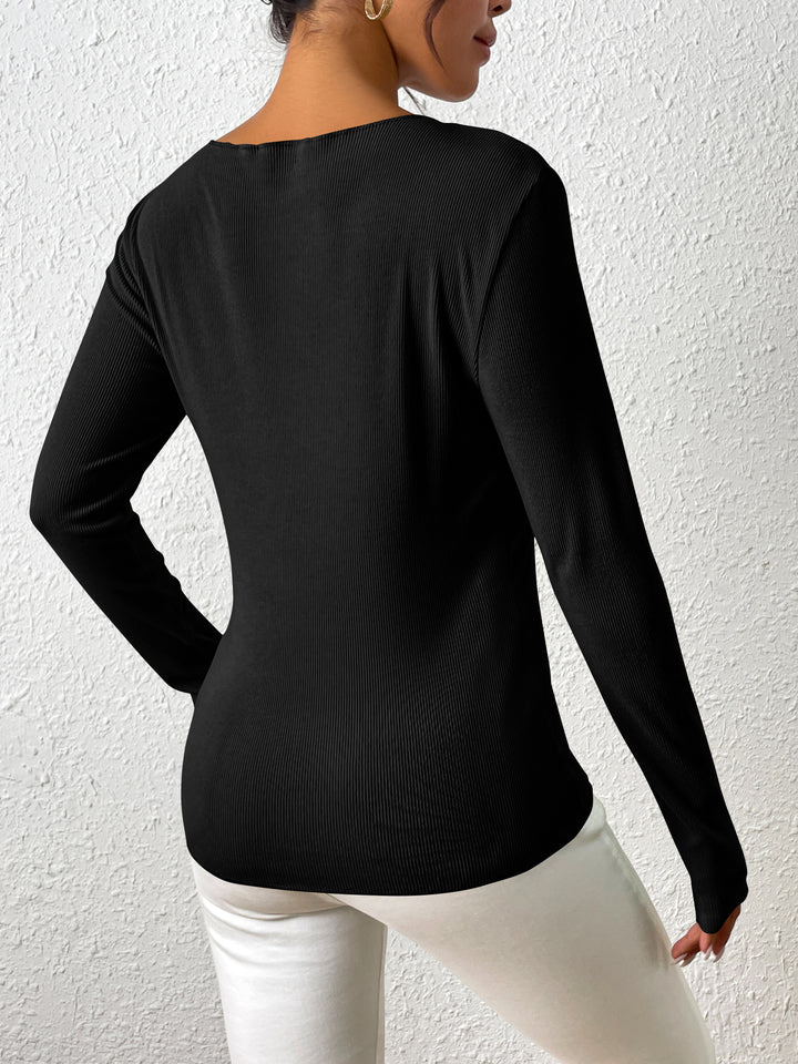 Black Full Sleeve Mock Neck Top