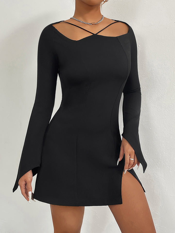 Black Criss Cross Tie Up Style Dress