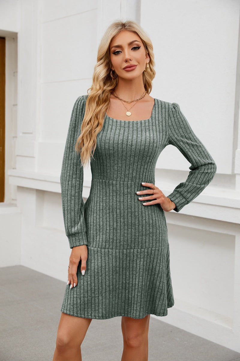 Olive Wide Spaced Rib Mini Dress