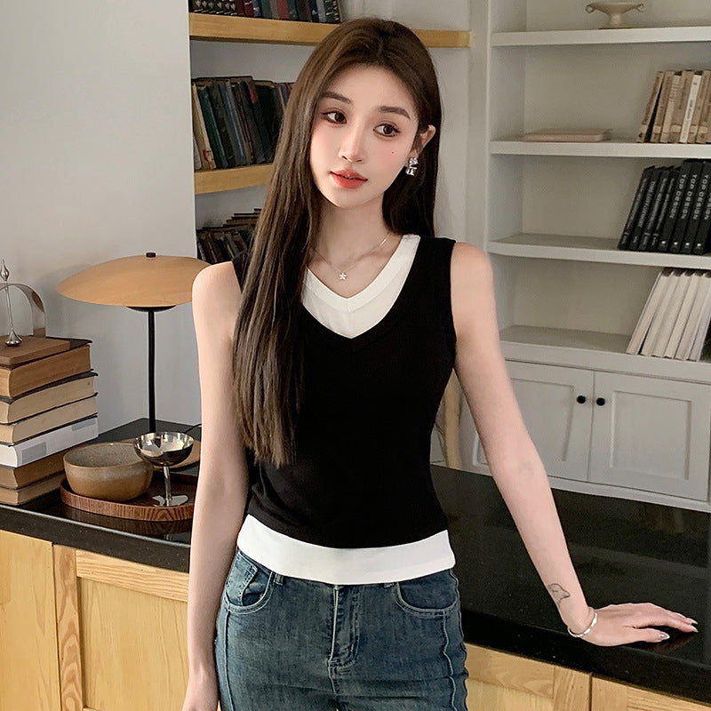 Black Twofer Look Tank Top
