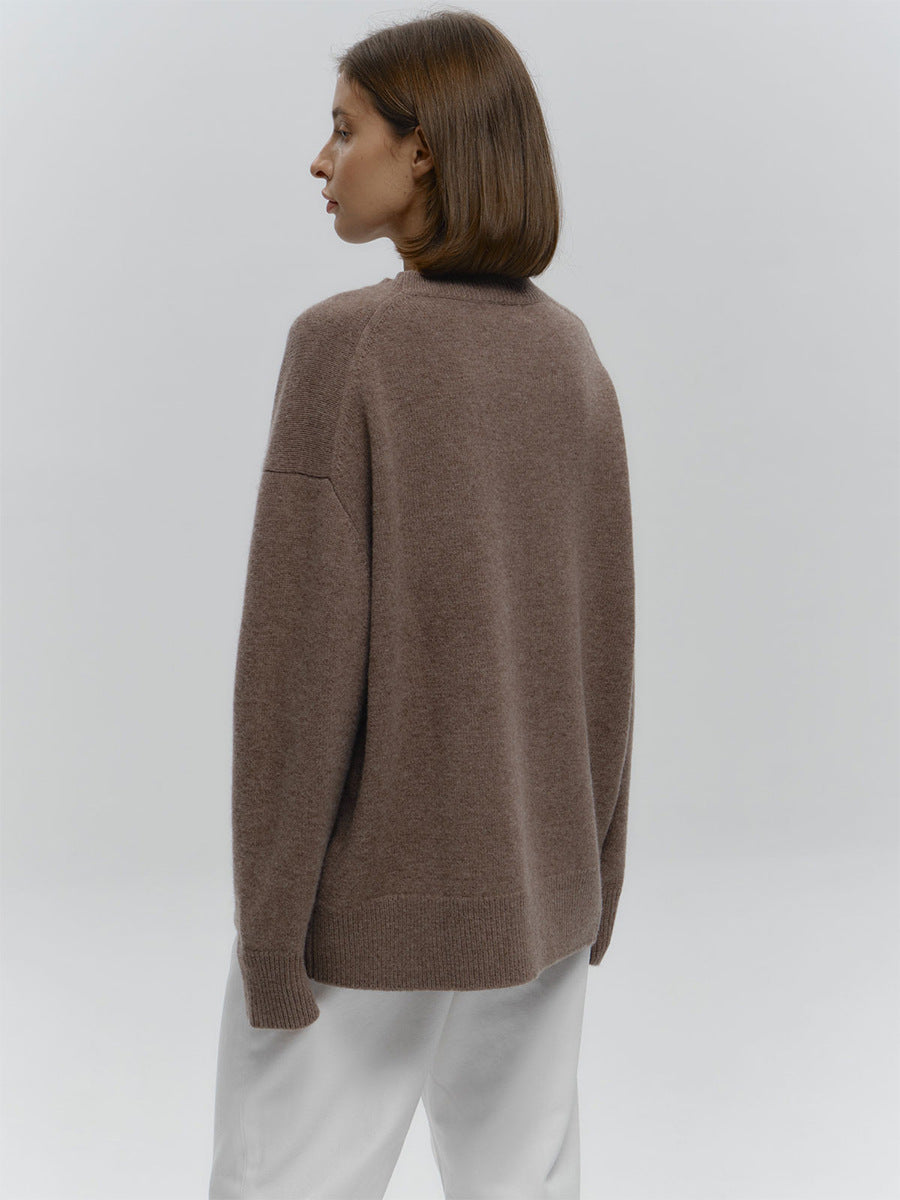 Brown High Neck Oversized Solid Sweater
