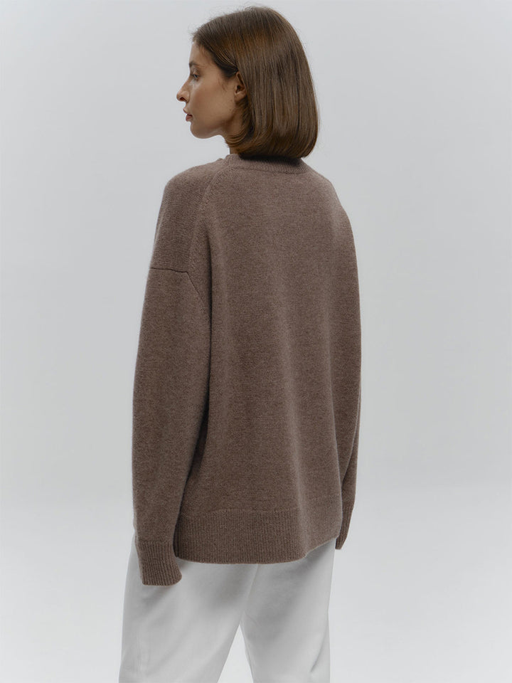 Brown High Neck Oversized Solid Sweater