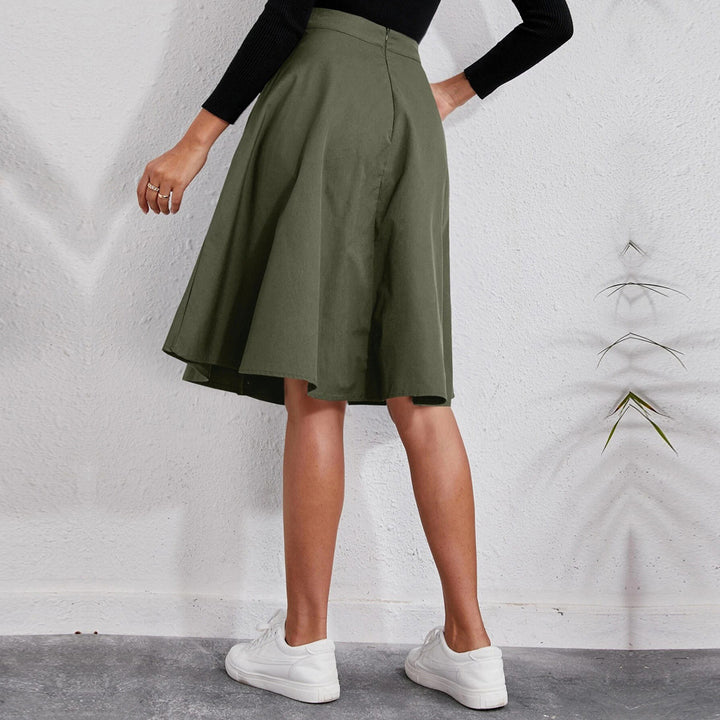 Green High Waist Front Buttoned Skirt