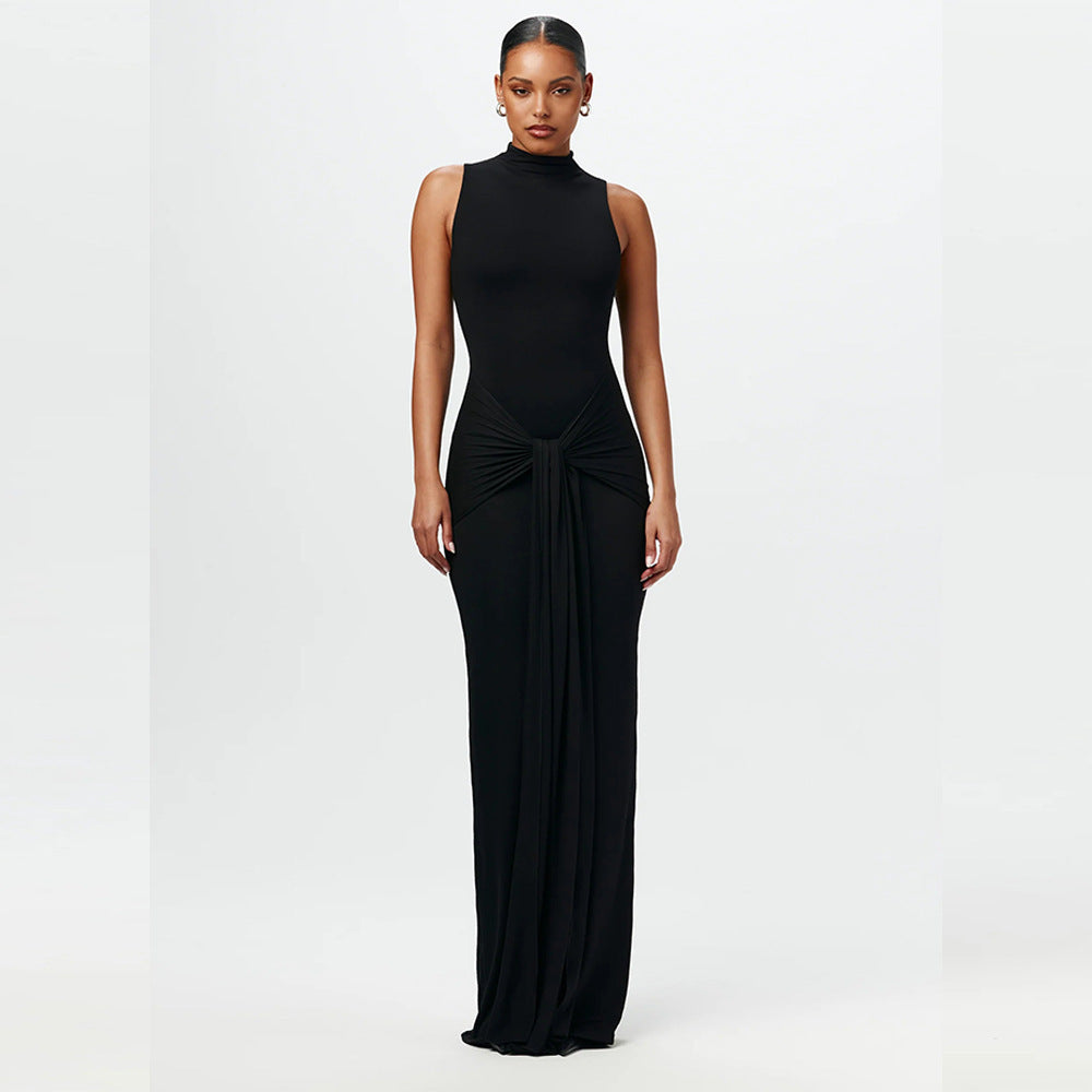 Black High Neck Sleeveless Dress