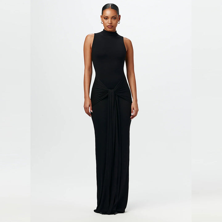 Black High Neck Sleeveless Dress
