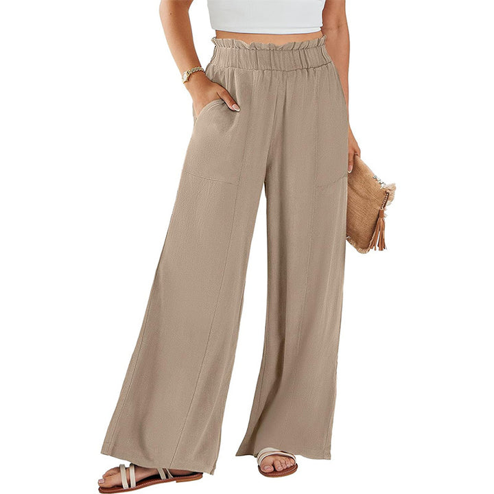Khaki Elasticated Flare Trouser