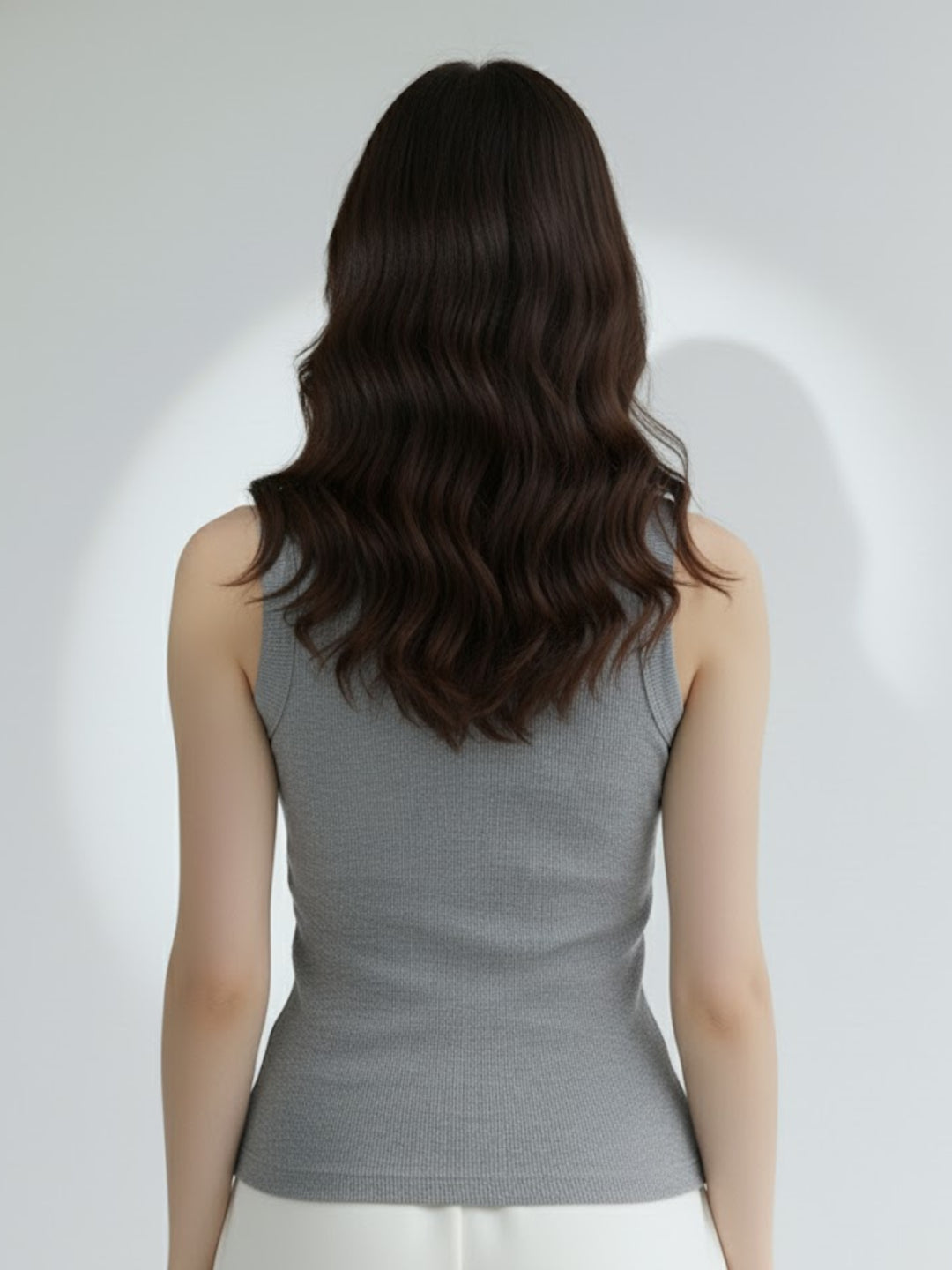 Grey Solid Ribbed Tank Top