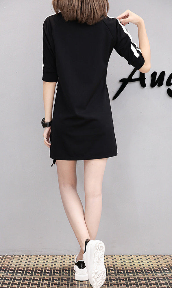 Black Side Stripe Tshirt Dress