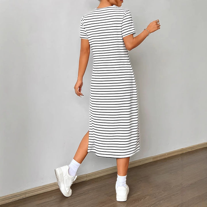 White Tshirt Dress With Side Slit