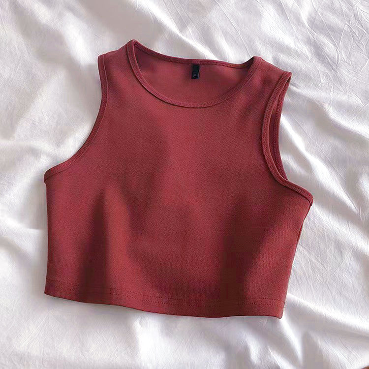 Red Basic Cropped Tank Top