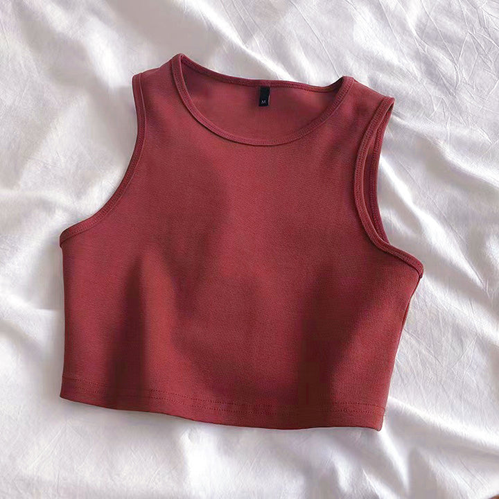 Red Basic Cropped Tank Top