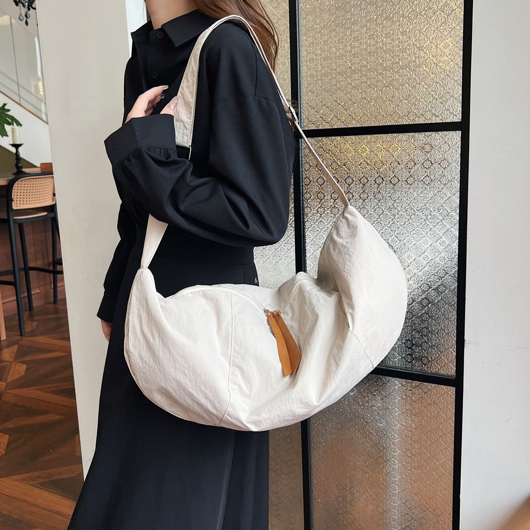 Cream Solid Shopper Hobo Bag