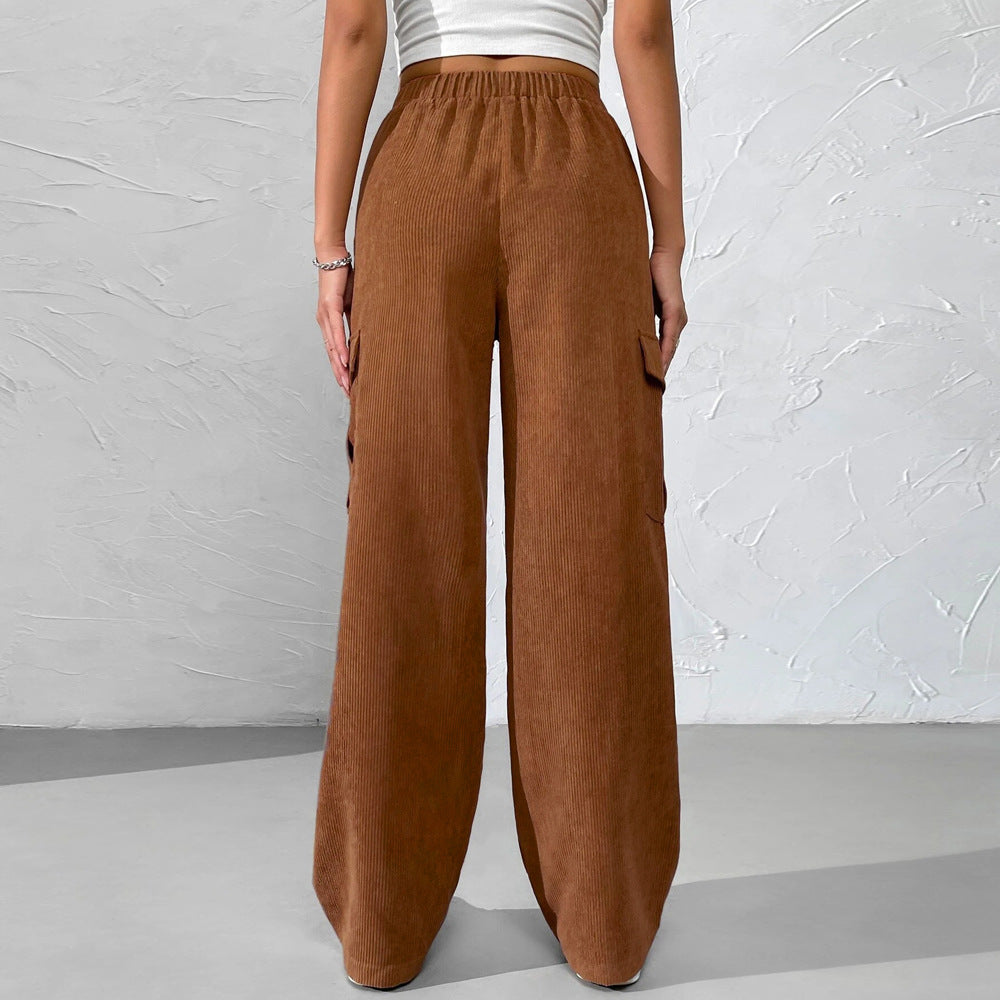 Brown High Waist Cargo Pocket Pant