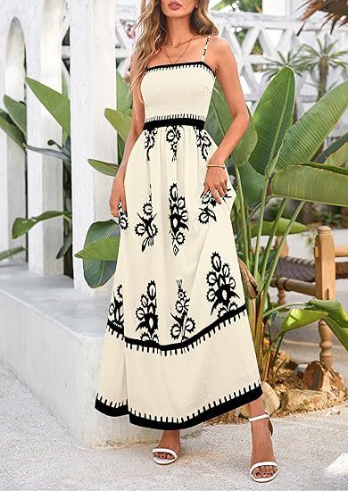Off White Strappy Contrast Coloured Printed Dress
