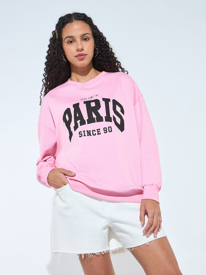 Pink Varsity Graphic Sweatshirt