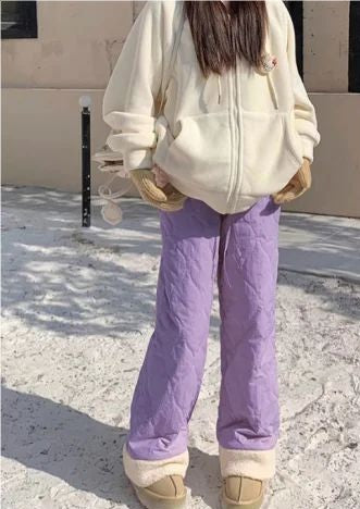 Purple Quilted Fleece Jogger