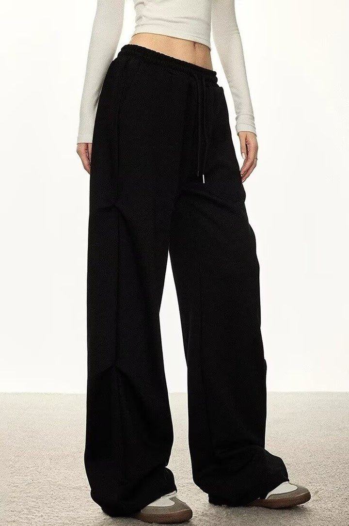 Pin Tucked Black Joggers