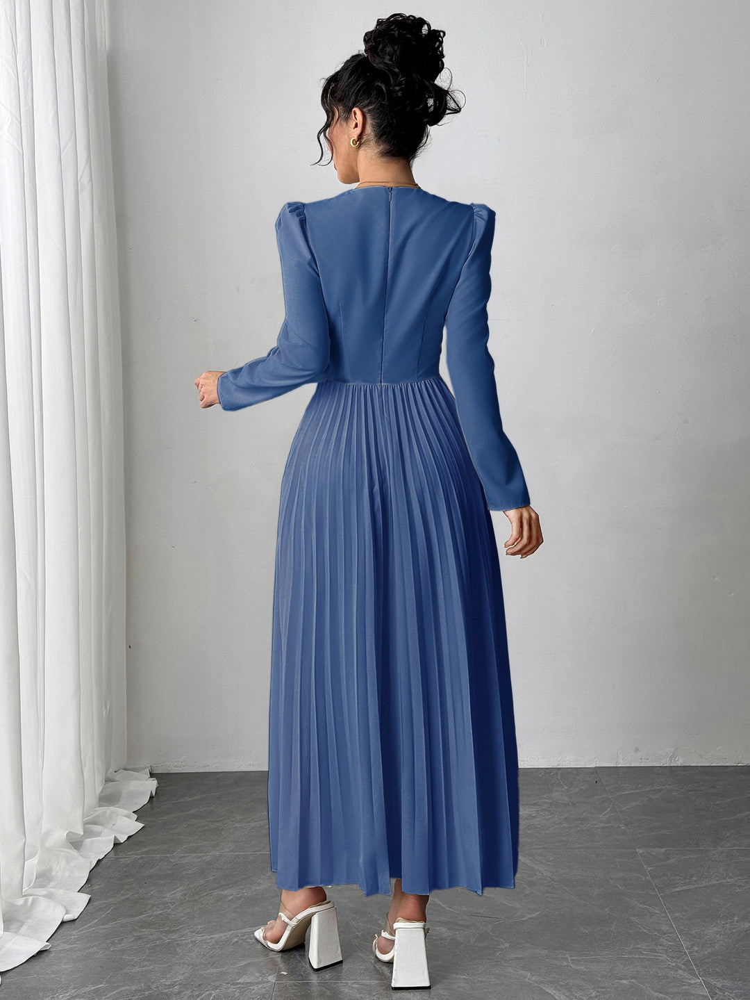 Blue Pleated Blazer Dress