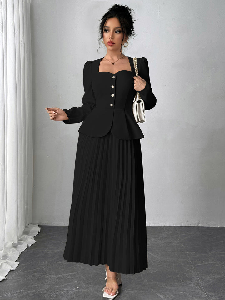 Black Pleated Blazer Dress