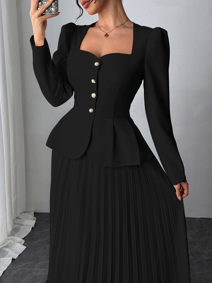 Black Pleated Blazer Dress