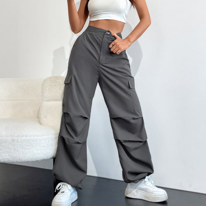 Pin-Tucked Grey Cargo Pants