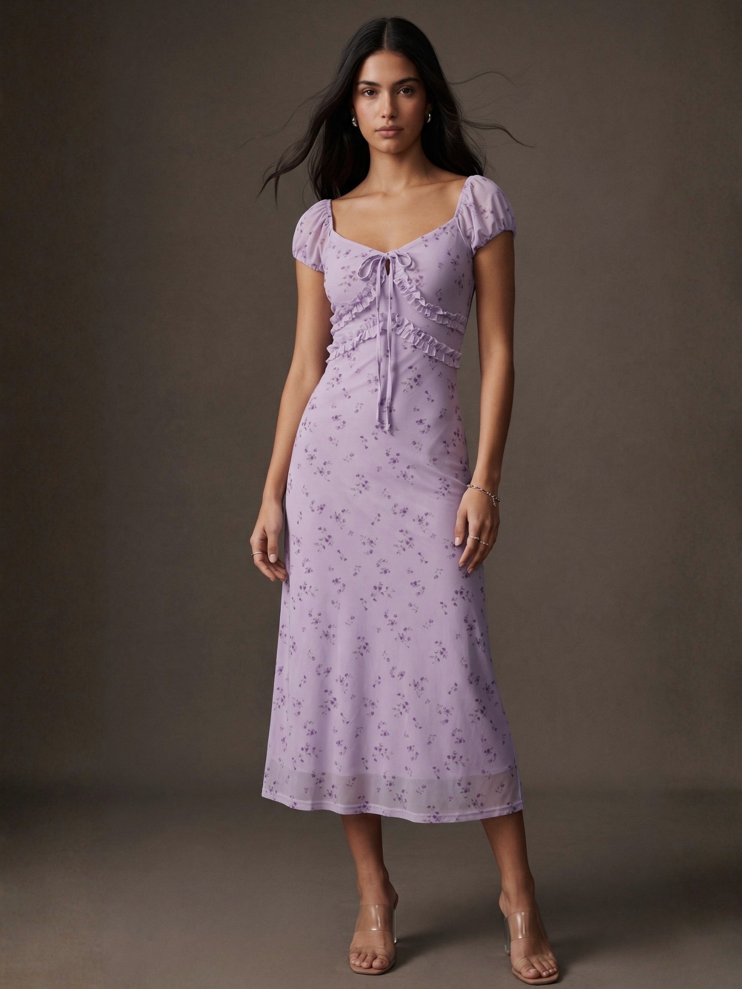 Lavender Ditsy Floral Printed Dress