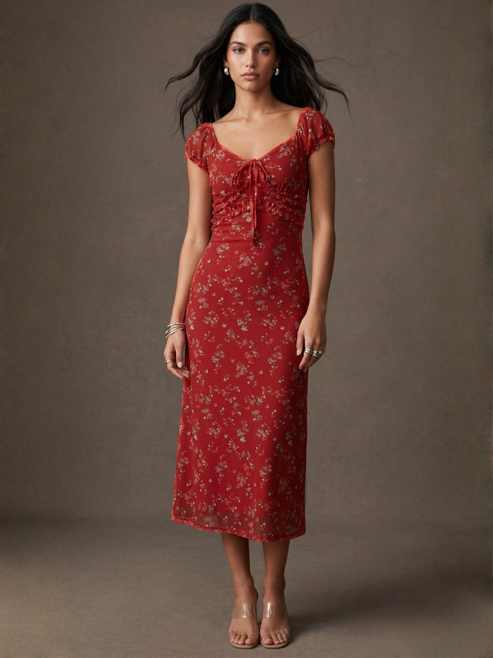 Red Floral Printed Dress