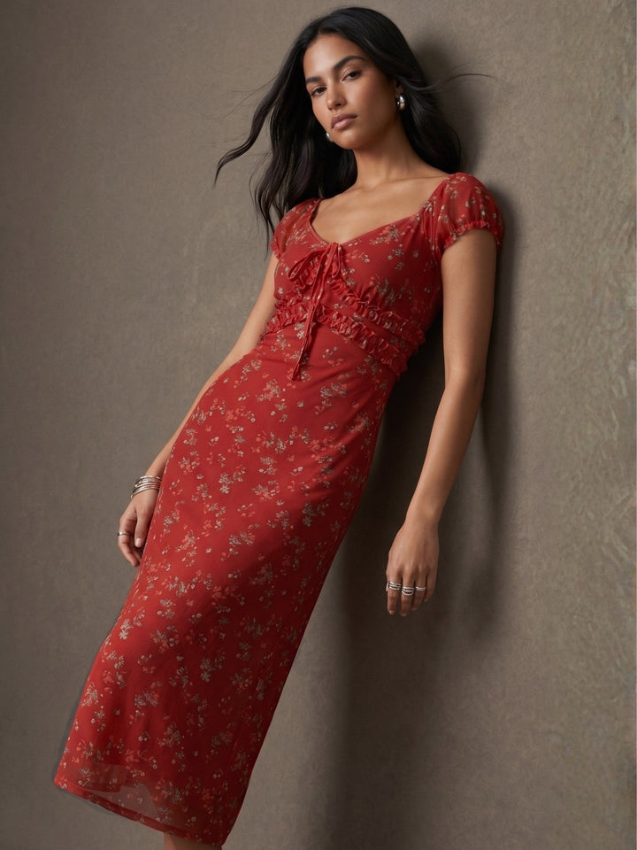 Red Floral Printed Dress