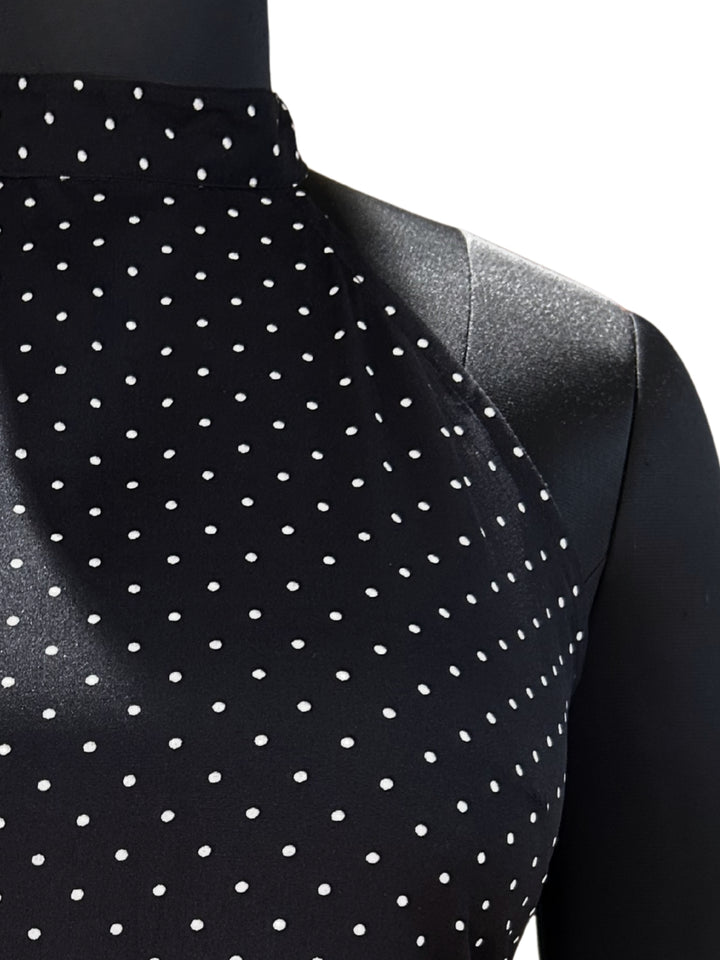 Black Polka-Dot Ruffled Mini Dress