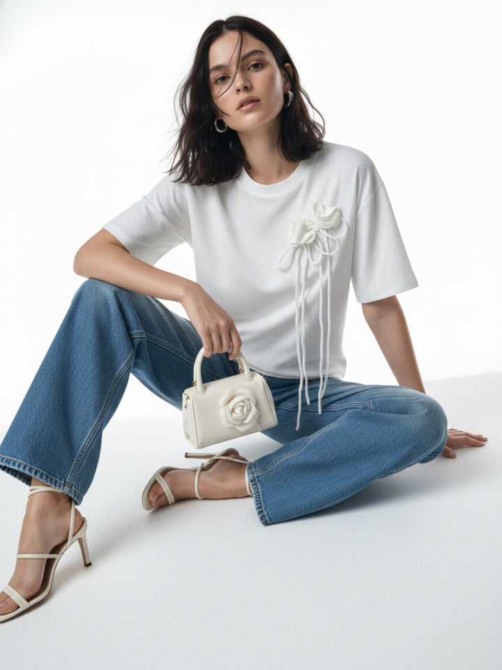 White Floral Corsage Regular T-Shirt