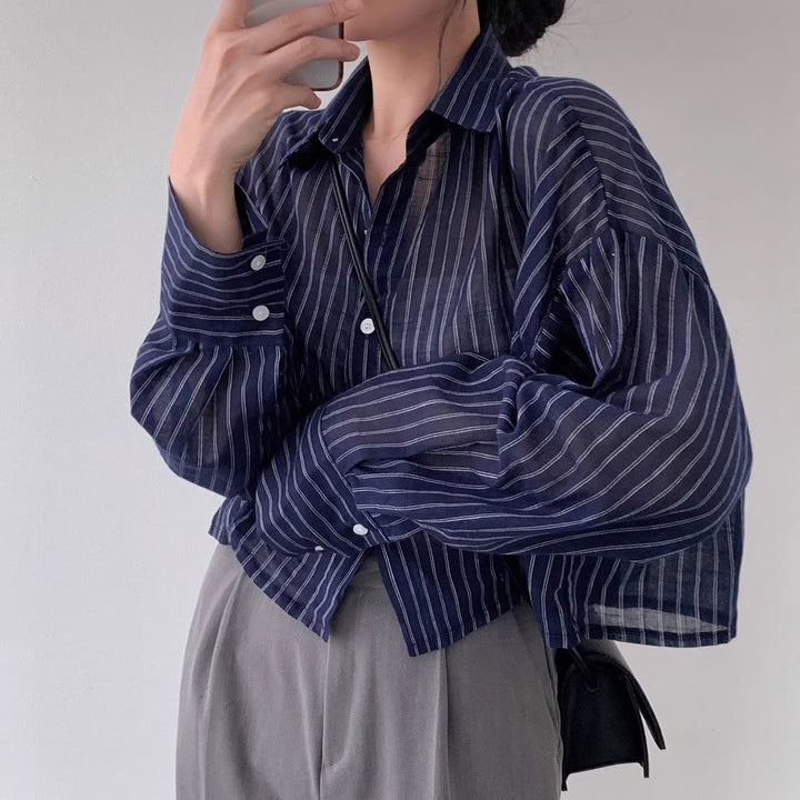 Blue Cropped Boxy Shirt