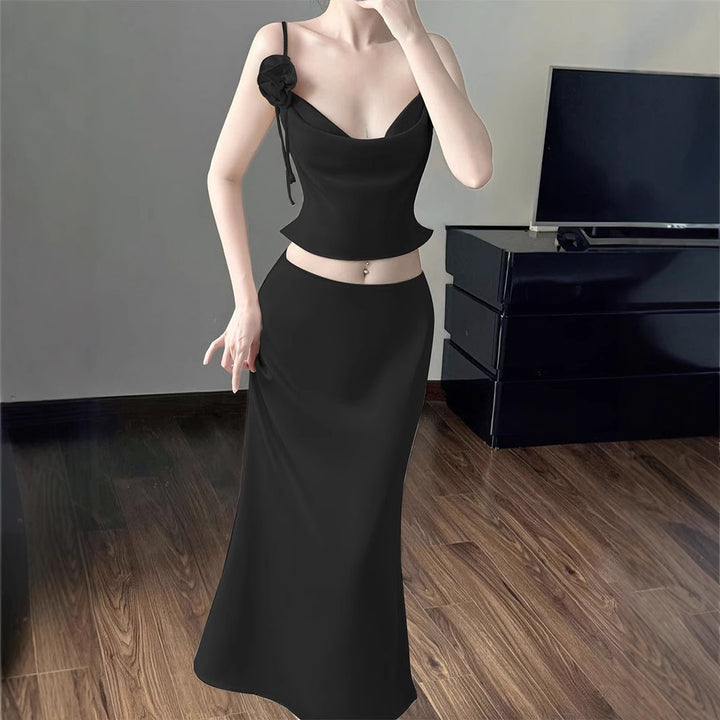 Black Top And Skirt Co-Ord Set