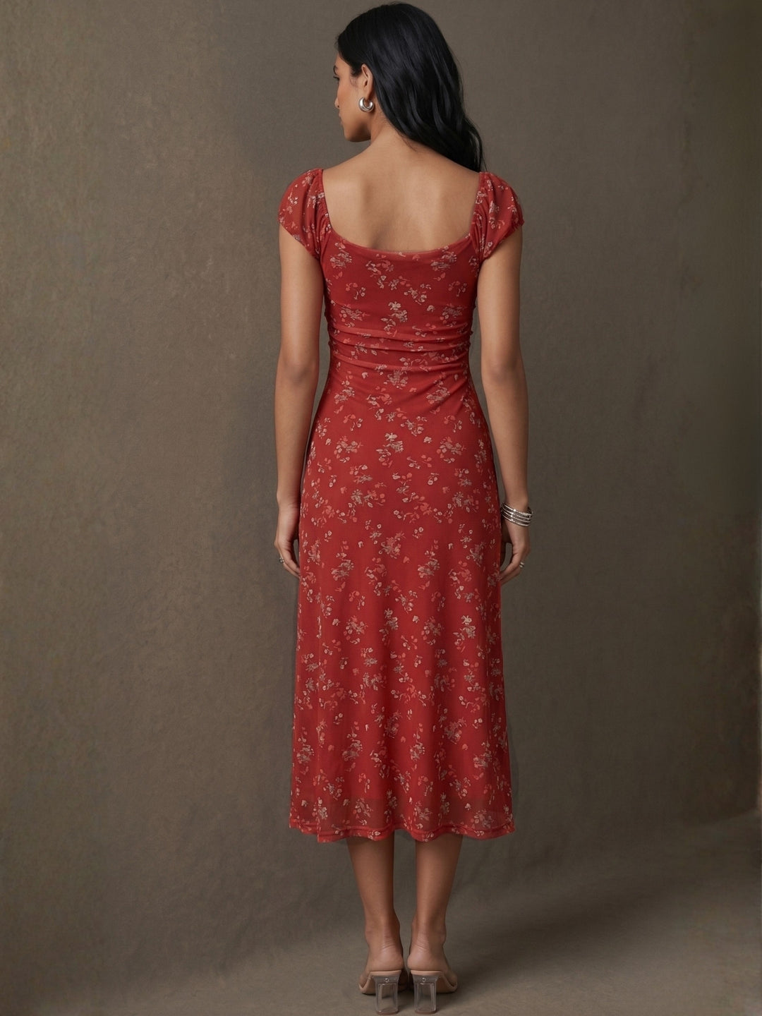 Red Floral Printed Dress
