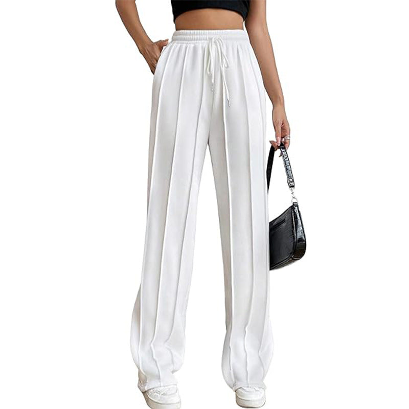 White Elasticated Regular Fit Drawstring Joggers
