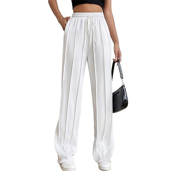 White Elasticated Regular Fit Drawstring Joggers