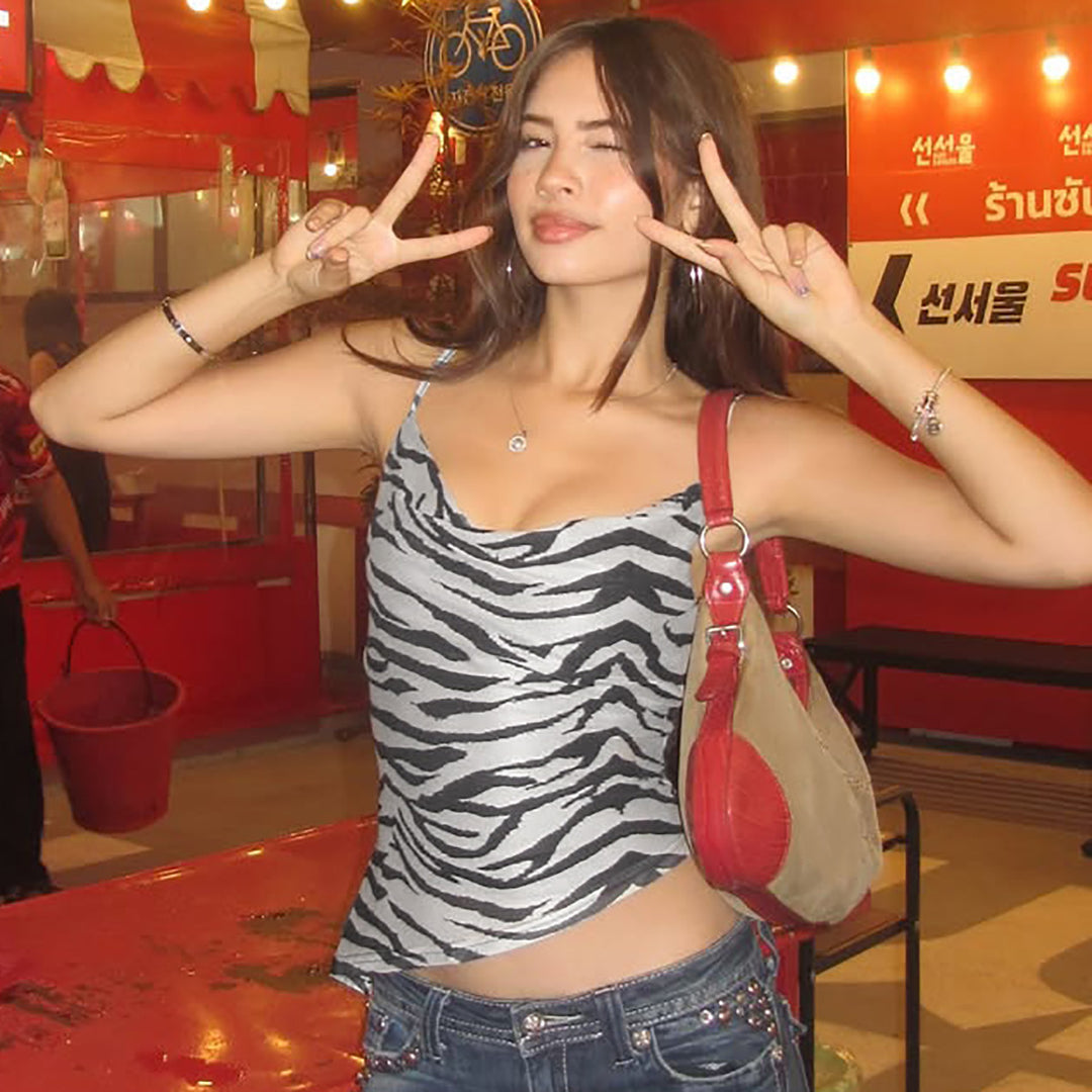 Black Animal Print Spaghetti Strap Camisole