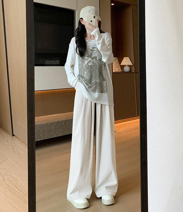 Beige Wide Leg Elasticated Pants