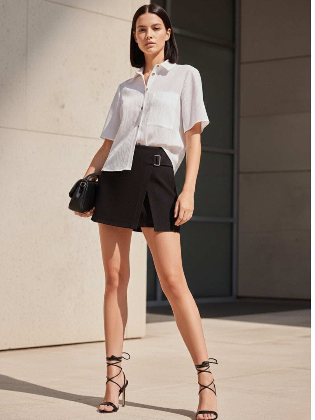 White Textured Boxy Shirt