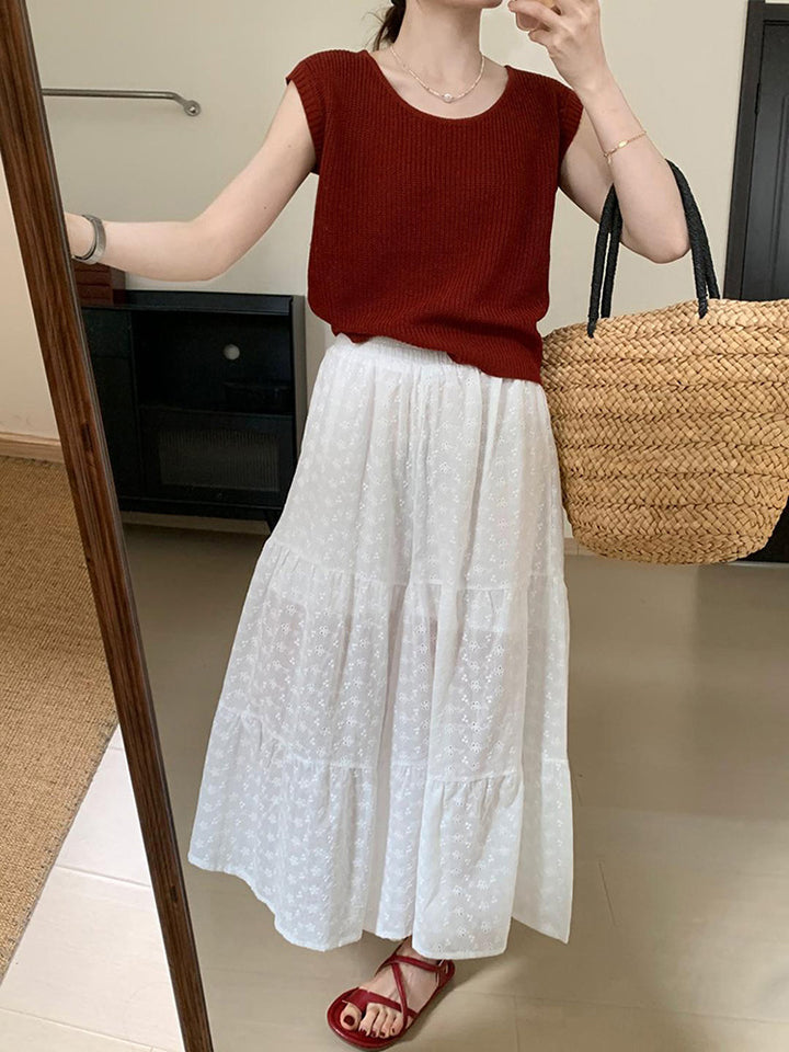 Maroon Cap Sleeves Round Neck  Relaxed Tops