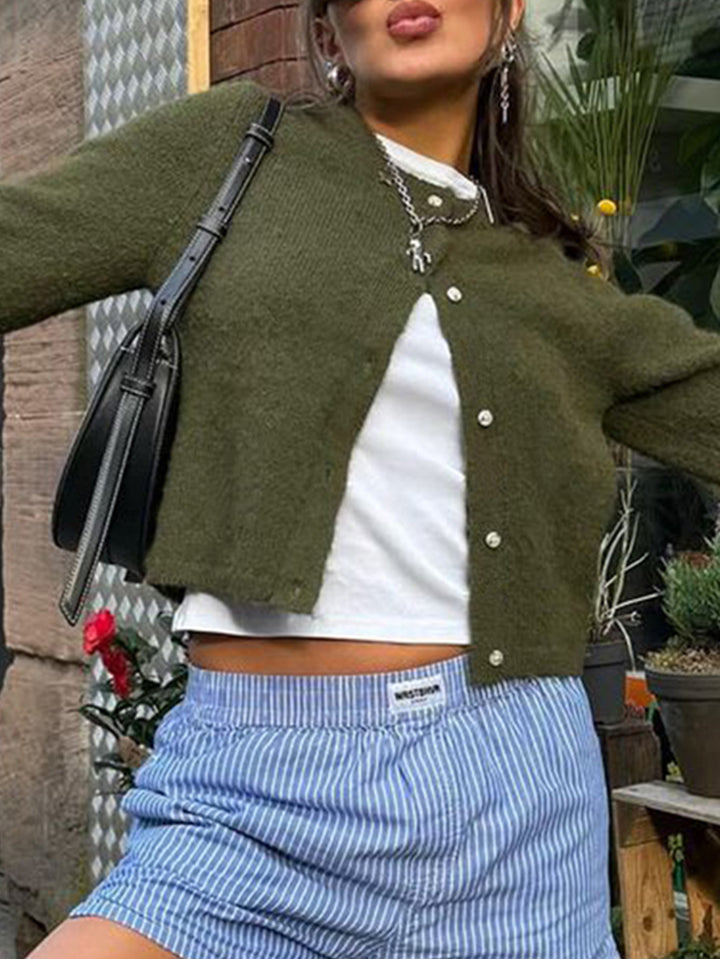 Green Button Down Slouchy Cardigan