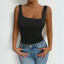 Black Wide Shoulder Strap Round Neck Top