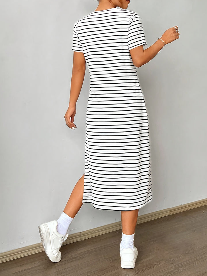 White Tshirt Dress With Side Slit