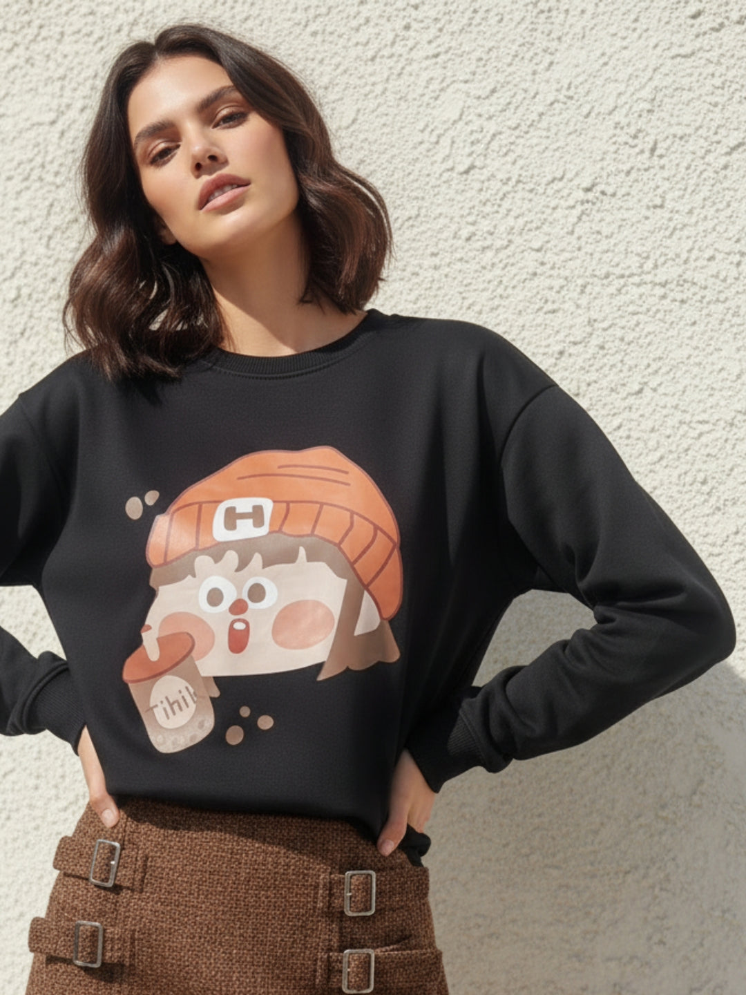 Black Character Graphic Sweatshirt