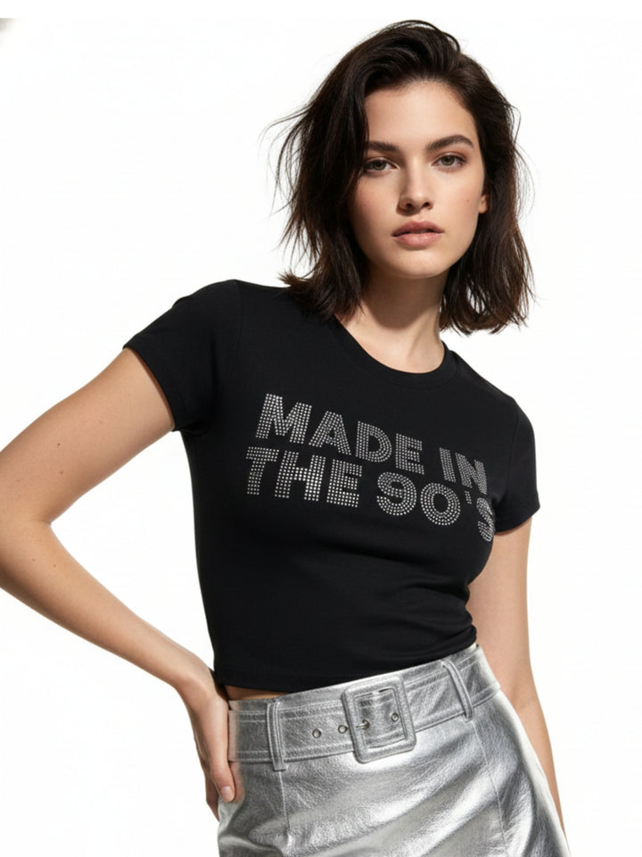 Black Studded Graphic T-Shirt