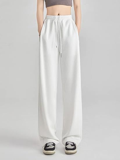 White Elasticated Wide Leg Joggers