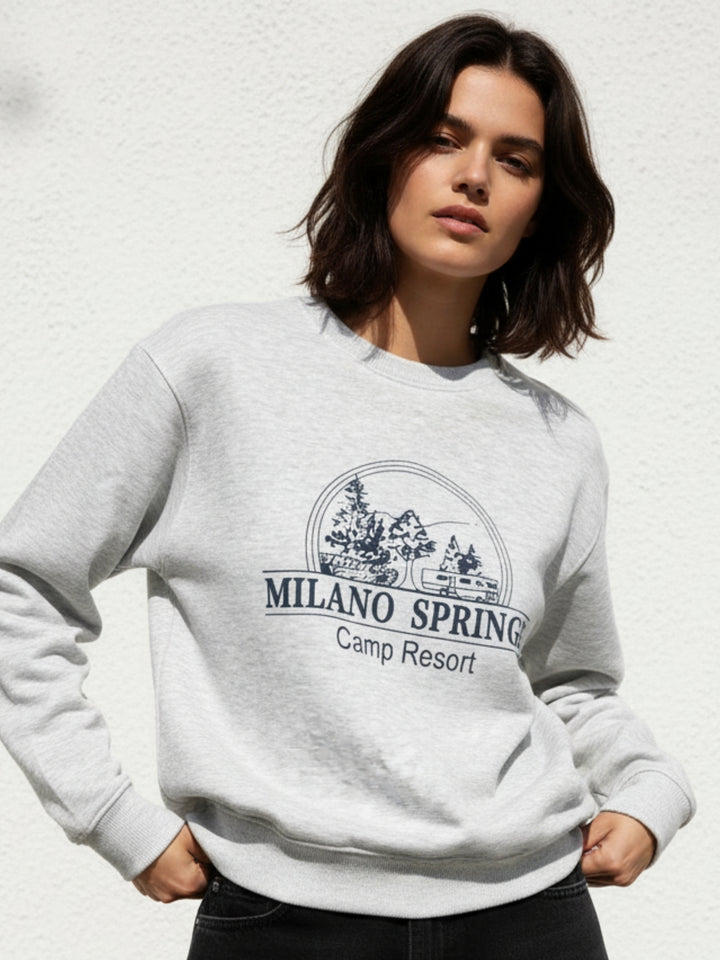 Grey Graphic Oversized Sweatshirt